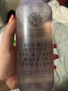 Lacuna Double Action Eye & Face Makeup Remover — Pink Bottle